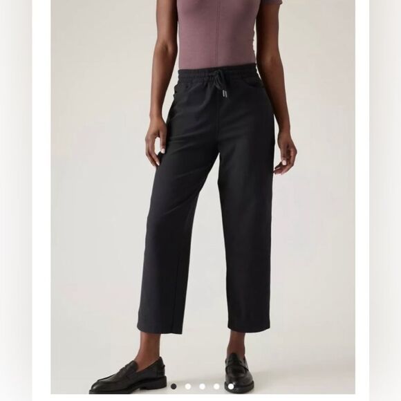 Athleta Farallon Pant Straight Leg Organic Cotton Black- Size Small Petite - Picture 1 of 8
